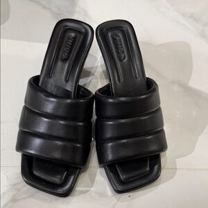 Vince Black Leather Mules